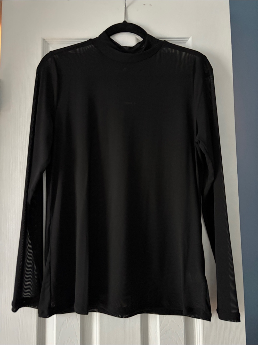 torrid Black Long-Sleeve Sheer Mock Neck Top